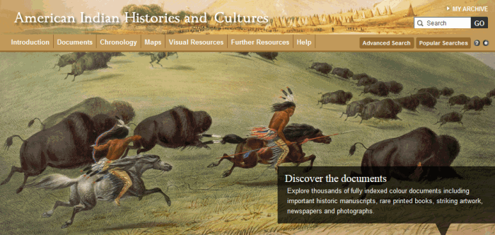 Ameircan Indian Histories and Cultures welcome screen