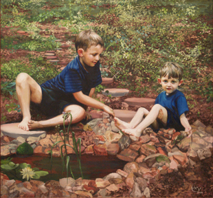 Gabe and Owen at Our Pond