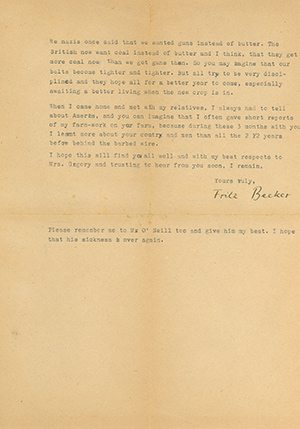 Fritz Becker letter page 2