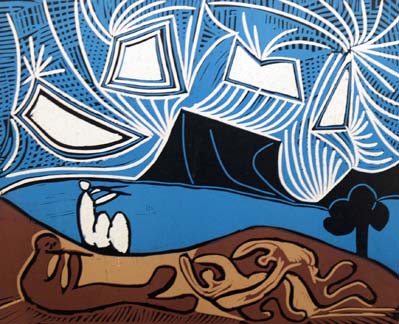 Picador and Fleeing Bu (linocut) - Pablo Picasso